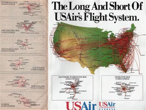 USAir route map 1990 | Route map, Vintage airlines, Route