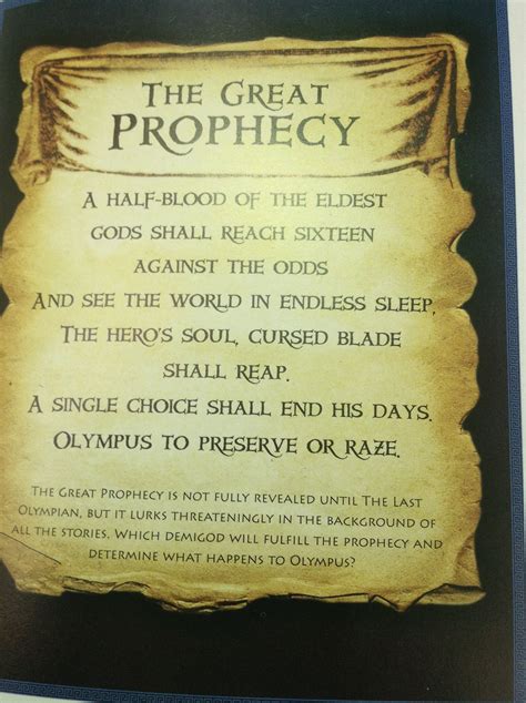 The old great prophecy | Percy jackson, Prophecy, Jackson