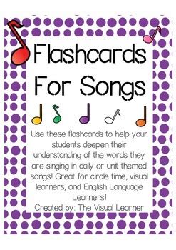 Flashcards for Children's Songs by The Visual Learner | TpT