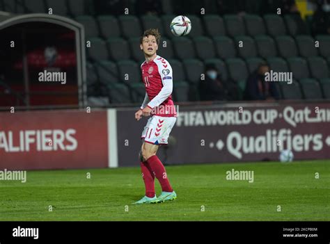 Andreas Skov Olsen of Denmark during Moldova against Denmark, World Cup ...