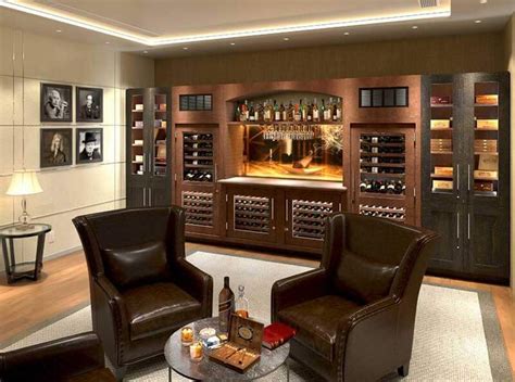 Man-cave with custom cigar and wine cabinets. | Cigar lounge man cave, Cigar lounge decor, Cigar ...