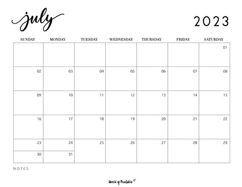 Free Printable July 2023 Calendar Template - Printable Templates Free