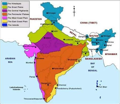 show the indian relief features on India map - Brainly.in