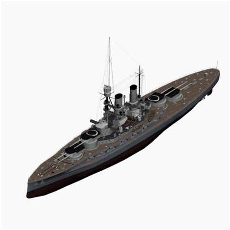 dreadnought battleship bayern class 3d model