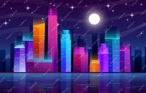 Premium Vector | Skyscraper night background