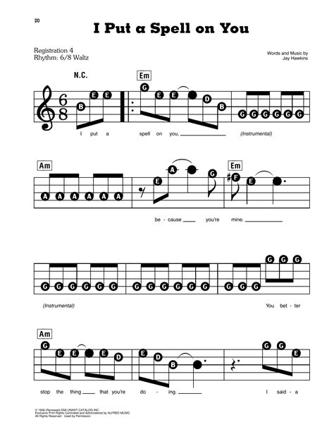 I Put A Spell On You by Creedence Clearwater Revival Sheet Music for E ...