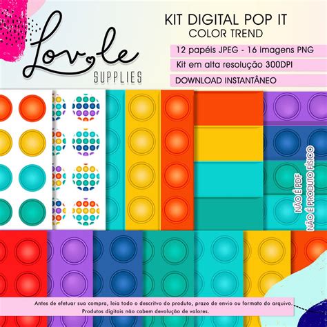 Pop It Digital Clipart Pop It Colors PNG Pop It Clipart Pop | Etsy