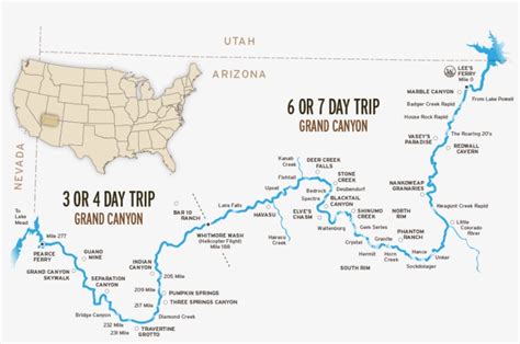 Grand Canyon Rafting - Grand Canyon Colorado River Map Transparent PNG - 960x605 - Free Download ...