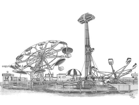 Paratrooper & Sidewinder Carnival ride | Pencil drawing by K… | Flickr