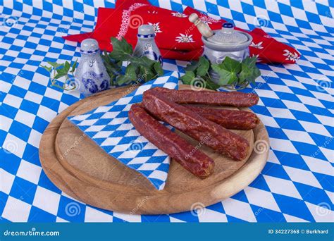 Bavarian Sausages in Bavarian Design Stock Photo - Image of country, board: 34227368