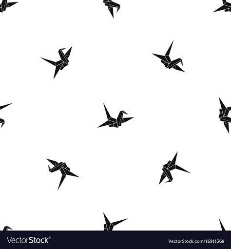 Bird origami pattern seamless black Royalty Free Vector