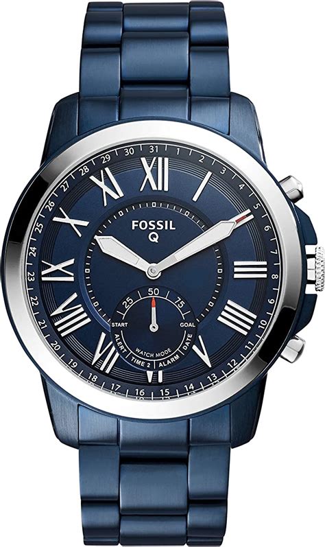 FOSSIL Hybrid Smartwatch - Q Grant Blue Stainless Steel – Men's Quartz Wrist Watch with Activity ...