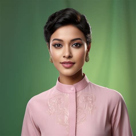 Premium AI Image | A Hyper realistic beautiful elegant indian woman wearing light pink linen ...