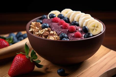 Premium AI Image | A bowl of fruit and cereal