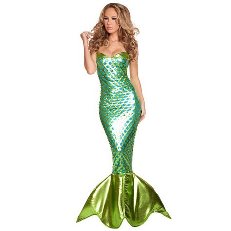 New Design Halloween Women Mermaid Costume Sexy Tube Top Dress Fish ...