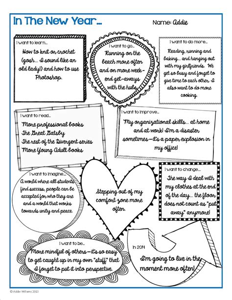 Kids' New Year's Resolution Worksheet