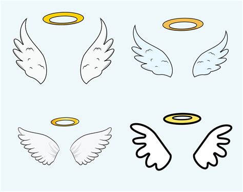 Angel Wings and Halo Collection 15618826 Vector Art at Vecteezy