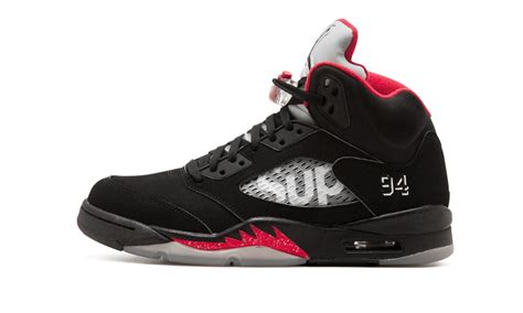 Air Jordan 5 Retro Supreme "Supreme" Black / White-Varsity Red - Stadium Goods