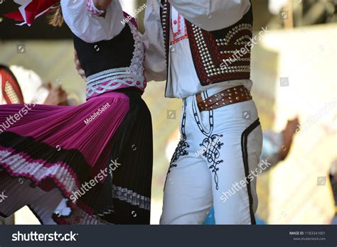 Hungarian National Costumes Dancers On Stage Stock Photo 1183341001 ...