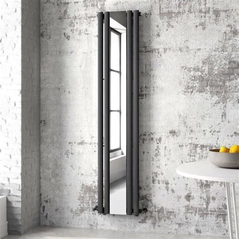 Marseille Anthracite Single Vertical Mirror Radiator 1800x380mm