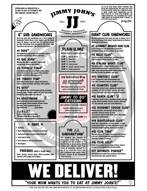 Jimmy John's Menu, Menu for Jimmy John's, Coral Gables, Miami ...