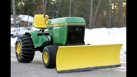 John Deere 400 Garden Tractor Snow Plowing Wet Snow 2018 - YouTube