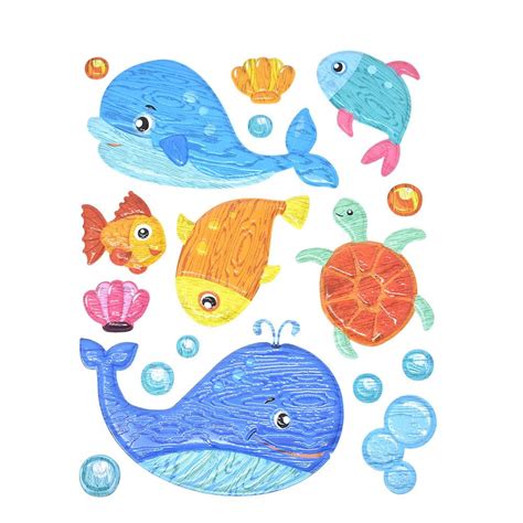 Ocean Animal Friends Wall Decal 3D Stickers, Assorted, 17-Piece - Walmart.com