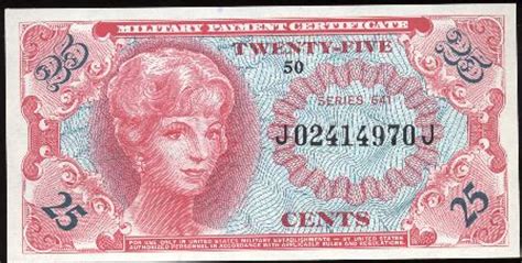 Value of Series 641 25 Cent Military Payment Certificate | Antique Money