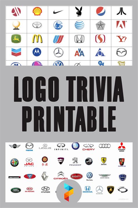 Logo Trivia Printable | Printablee | Logo quiz, Logo quiz games, Guess the logo