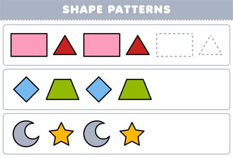 Education game for children complete the pattern from rectangle triangle rhombus trapezoid ...