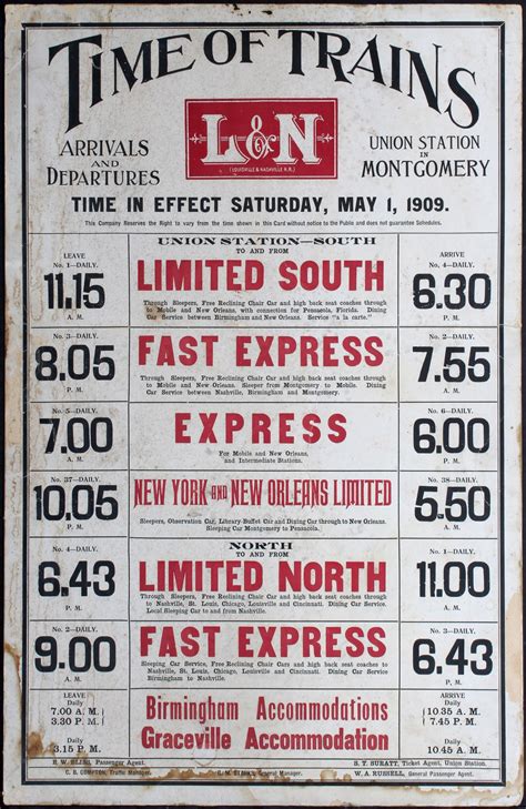 #224: LOUISVILLE & NASHVILLE RAILROAD SIGN AND TIMETABLE