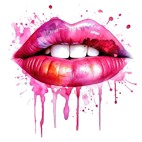 Premium Photo | Pink watercolor lips Illustration AI GenerativexA