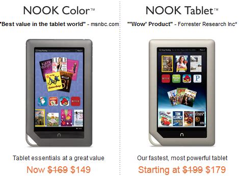 NOOK Color, NOOK Tablet Get a Price Cut - Best eBook Readers