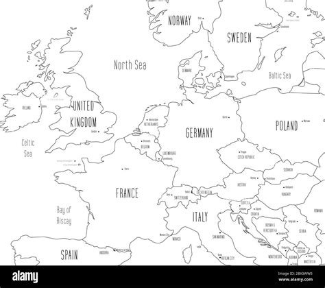 Map of Western Europe. Handdrawn doodle style. Vector illustration ...