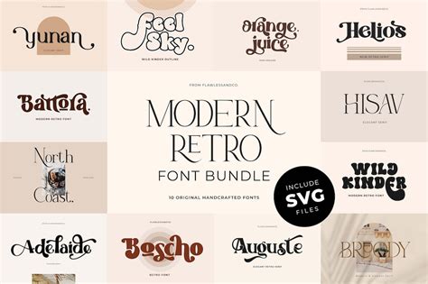 Modern Retro Bundle Serif Fonts, Procreate Fonts, Canva Fonts, Branding ...