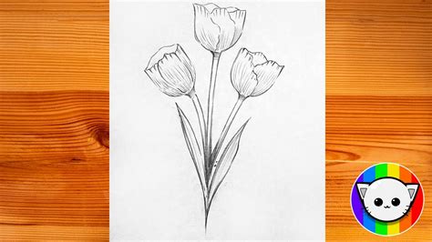 How to Draw 3 Beautiful Flowers Very Easy | Pencil drawing - YouTube