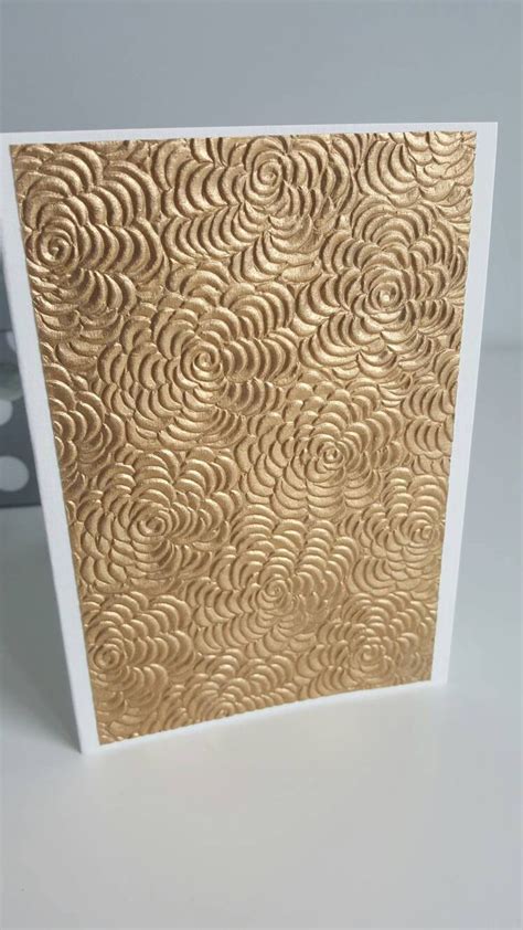 Gold floral card embossed gold floral design handmade blank | Etsy ...