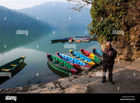 Nepal, Pokhara, local lake, boats Stock Photo - Alamy