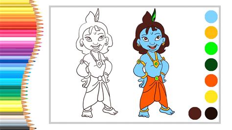 How to draw and colour Chhota Krishna/Easy Step by step drawing and colour - YouTube