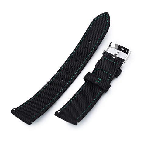 20mm Sailcloth Strap Black Quick Release Nylon Watch Band | Strapcode