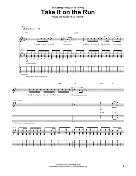 Take It On The Run | Sheet Music Direct