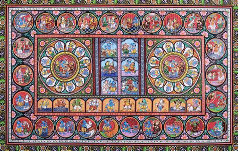 Richly Coloured Composite Pattachitra Featuring The Dashavatara | Exotic India Art