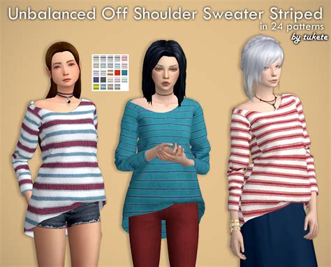 An Unearthly Child - Unbalanced Off Shoulder Sweater Striped Custom...