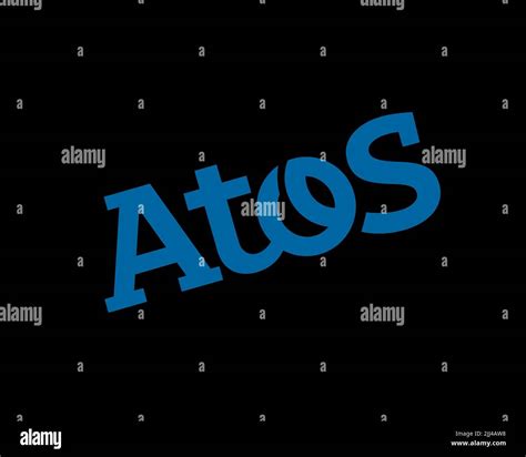 Atos, rotated logo, black background Stock Photo - Alamy