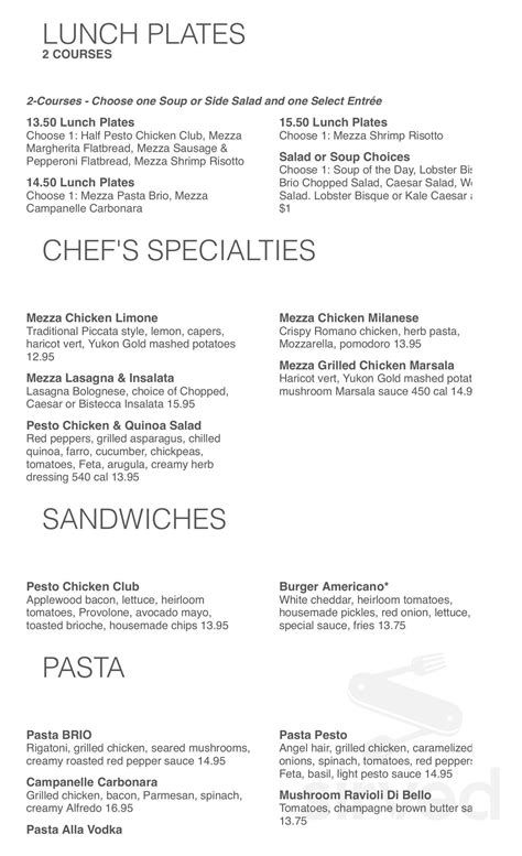 Brio Italian Grille menu in Liberty Township, Ohio, USA