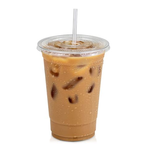 Buy [50 Pack] 20 oz BPA Free Clear Plastic Cups With Flat Slotted Lids for Iced Cold Drinks ...