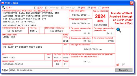 3922 Software to Create, Print & E-File IRS Form 3922