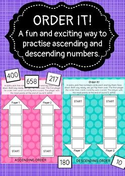 Ascending and Descending Order Game (GRADES K to 5) | TPT