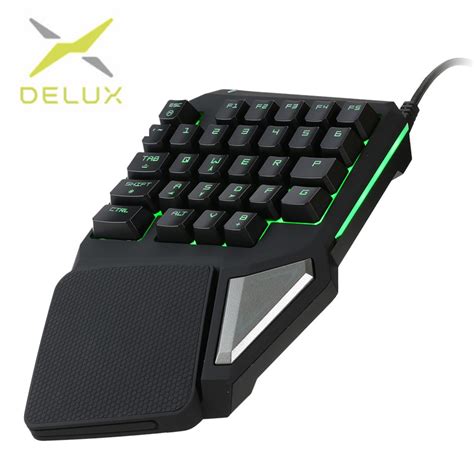 Delux gaming keyboard T9 Pro wired Professional gaming mini keyboard 7 Color Backlit Single Hand ...