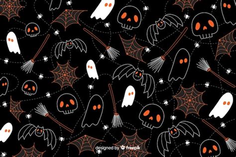 Free Vector | Hand drawn halloween background seamless pattern texture